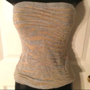 Express Metallic Gold/Silver Zebra Print Tube Top